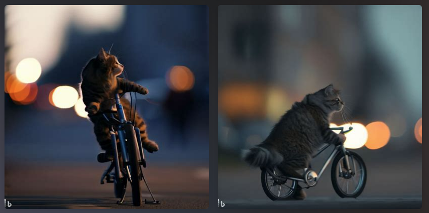 DALL-E imagening cats riding a bike